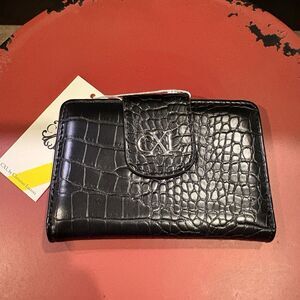 CXL By Christian Lacroix Forestis Croco Bifold Wallet Black NWT